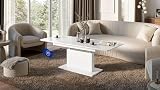 designimpex DC-1 Couchtisch ausziehbar höhenverstellbar 126/168cm in Weiß Hochglanz modern vielseitig Wohnzimmertisch Esstisch Beistelltisch Sofatisch platzsparend hochwertig Wohnzimmer Coffee Tab