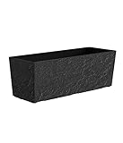 Dehner Pflanzkasten Stone, Blumentopf inkl. Bewässerungssystem/Ablaufloch, frostbeständig, ca. 49.5 x 19 x 19 cm, Polypropylen,