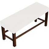 Universal-Bezug für Esszimmer-Bank, Stretch Dining Bench Cover Bezug für Sitzbank Holzbank Schonbezug Bezug Für Fußhocker Bank Sitzbank Hocker Husse Flurbank(Weiß,90-120CM)