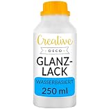 Creative Deco Acryl Glanzlack Firnis | 250 ml Flasche Klarlack | Oberflächenfinish auf Wasserbasis | Permanenter farbloser Lack | Verwendung im Innen- und Außenbereich | Bastelprojekte und G
