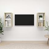 AJSEOYBS Wohnwand,Wohnzimmer Lowboard Tv-WandschräNke 2 STK. Weiß Sonoma-Eiche Holzwerkstoffgeeignet Geeignet für Wohnzimmer, Schlafzimmer, Büro, Empfangsraum, Arb