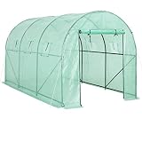 Gardebruk® Foliengewächshaus 7m² aufrollbare Tür 6 Fenster Treibhaus Tomatenhaus Folientunnel Anzucht 350x200x200