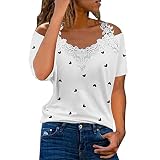 Briskorry Damen Lässig Blusen Sexy V Ausschnitt Tshirt Schmale Tunika Langarmshirt Lockeres Frühling Oberteile mit Liebe Herz Druck Einfarbige Blusen Tops Sw
