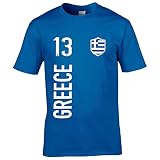 FanShirts4u Herren Fan-Shirt Jersey Trikot - GRIECHENLAND/Greece - T-Shirt inkl. Druck Wunschname & Nummer WM EM (L, Greece/blau)