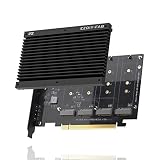 EZDIY-FAB Quad M.2 PCIe 4.0/3.0 X16 Erweiterungskarte mit Kühlkörper,Unterstützt 4 x PCIe NVME M.2 SSD,RAID-on-CPU (VROC) auf der Intel-Plattform und PCIe 4.0 RAID auf der AMD