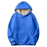 Hoodie Damen Oversize Warm Kapuzenpullover, Gepolsterte Verdicken Sweatshirt Hoody Mit Kapuze, Einfarbig Winter Pullover FüR Damen, Klassische Casual Kapuzenpulli Kapuzenjacke FüR Alltag F