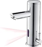 Auralum Infrarot Wasserhahn Bad mit Sensor Automatisch Badarmatur Berührungsloser Waschtischarmatur Induktion Waschtischmischer Mischbatterie Einhebelmischer für Waschbecken Badezimmer Handwaschbeck