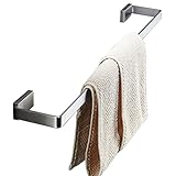 JXIPANUL Wandmontierter Handtuchhalter, Handtuchhalter aus Edelstahl SUS304, Einzelhandtuchstange mit quadratischer Basis 40 cm ~ 80 cm für Badezimmerzubehör und Küche, gebürstetes Silber-F