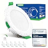 HOMEOW 6er Set LED Einbaustrahler 230V Dimmbar, Led Spots 68mm - 80mm Lochmaß, IP44 Einbaustrahler LED 5W 400LM Warmweiß Neutralweiß Kaltweiß, 24mm Ultra Flach Deckenspots für Badezimmer Kü
