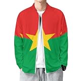 MIATCENRT Herren Bomberjacke College Baseballjacke, Sportjacke Mode Racing Varsity Jacket für Jungen, Burkina Faso Flagge Sweatjacke Outdoorjacke Übergangsjack