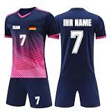 Fussball Trikot mit Namen Nummer Logo, Deutschland Fußball Trikot Kinder Erwachsene, Trikot Selber Gestalten, Personalisierte Fußball Trikot Kinder S