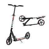 Leogreen Cityroller Scooter 205mm PU Räder, Klappbar und Höhenverstellbar, bis zu 100kg, Stabiler Aluminium-Roller mit Ständer, Tretroller für Jugendliche und Erw