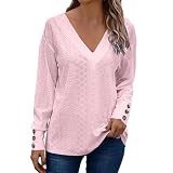 Workout-T-Shirt für Damen, Mädchen, Tunika-T-Shirt, Damen-Tops, Sommer, bedrucktes Damenoberteil mit 3/4-Ärmeln, Bluse, Tops, Damenbluse, kurzärmeliges T-Shirt, V-Ausschnitt, langes Stretch-Top, rot,