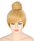 Topcosplay Damen Perücke blond kurz mit Dutt Cosplay Halloween Kostüm Party Perück
