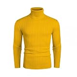 PANVER Sweater Herren Atmungsaktiv Weich Komfortabel KnitSweater Warm Casual Mode Strickwaren Jugend Temperament Trend LangarmSweater P-Yellow M