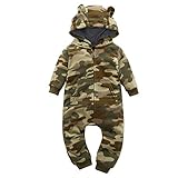 Baby Overall Frühling Winter,Baby Mädchen Junge Onesies Mit Kapuzen Cartoon Bär Spielanzug Strampler boy girl kleidung (Camouflage, 0-6 Monate)