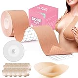 ZXZH Klebe BH Push Up Brust Boob Tape für Grosse Brüste - Unsichtbar Silikon Nipple Cover, Nippelpads und Fashion Tape S