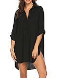 UNibelle Strandkleider Damen Badeanzug Strand Vertuschen Shirt Bikini Beachwear Badeanzug Strandkleid Strandponcho Sommer, 1a-schwarz, M