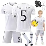 Fussball Trikot Kinder Set, #5/#9 Heimtrikots/Auswärtstrikots Trikot Jungen,Fussball T-Shirt Shorts, Football socken, Knieschützer Set und Fußbälle Jersey Schlüsselanhäng
