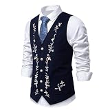 RUMAOZIA Anzugwesten für Herren Business Weste Slim fit Trachtenwesten für Herren Bestickt Ärmellose Formale Hochzeit Party Weste V-Ausschnitt Anzug Westen Knopfleiste Elegant Anzugw