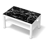 Möbelfolie selbstklebend passend für IKEA Lack Tisch 90x55 cm I Möbelaufkleber - Möbel-Sticker Aufkleber Folie I Deko Wohnung für Schlafzimmer und Wohnzimmer - Design: Marmor schw