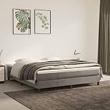 OHOOWOO Boxspringbett mit Matratze Hellgrau 160x200 cm Samt,Erholsamer Schlaf mit dem hochwertigen SamtBoxspringbett mit Taschenfederk