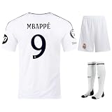 IHIMI Madrid MBP #9 Trikot für Kinder Sets Kinder Trikot, Weiß Kurzarm Kinder Trikot, 24/25 Neue Saison Fußball Trikot, Fussball Jersey, Football Training Tshirts, Kommt mit Shorts (128)