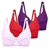 XCXC 3er Pack Damen BH ohne Bügel Push Up BH Spitzen BH Frauen Sexy Klassische BH mit verstellbarem Träger Damen Weich Bequemer BHS Women Bra Set für Alltag