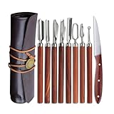 RKXKJ 10-teiliges Obstschnitz-Set, Schneide- Und Gravurwerkzeug Mit V/U/O-Schneidewerkzeugen, Holzgriffen Und Aufbewahrungstasche Für Die Heimische Kü