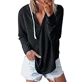 Damen Kapuzenpullover Kapuzenshirt V Ausschnitt Sweatshirt Mit Kapuze Langarm Tops Hooded Jacket Hoodie Pullover Oberteile Pulli Langarmshirt Premium Kapuzenjack