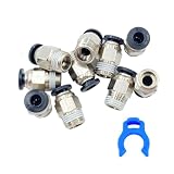 PC4-M10 Stecker für 3D-Drucker - 10er-Pack Hochwertige PC4-M10 Pneumatik Verbinder, Male Straight Pneumatic, Push In Quick Fitting Connector, Einfache Installation, Ideal für Langstreckenverbindung