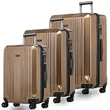 FERGÉ Kofferset Hartschale 3-teilig Cannes Trolley-Set - Handgepäck 55 cm, L und XL 3er Set Hartschalenkoffer Roll-Koffer 4 Rollen 100% ABS & PC B