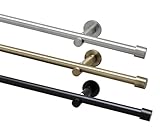 Garduna 200cm Gardinenstange Ø 16mm 'Cap' modern, 1-lauf, # edelstahl-optik # / messing-antik/schwarz (ohne Ringe)