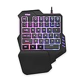 RedThunder Einhand-Gaming-Tastatur mit RGB-Hintergrundbeleuchtung und 35 Tasten Tragbare Mini Ergonomischer Gamecontroller für PC PS4 Xbox G
