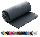 wometo Polar Fleecedecke oekoTex 130x160 ca. 400g mit Anti-Pilling und Kettelrand dunkelgrau g