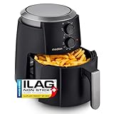 MEDION P30 L Heißluftfritteuse (4,7 Liter, Airfryer, 1500 Watt, einfache Bedienung, ölfreies Frittieren, 60 Min Timer, bis zu 200° C, Antihaft-Beschichtung, MD13020) schw
