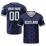 YSFWL 2026 Retro Fußball Fan Trikot Individuell Mit Name Und Nummer – Atmungsaktives Elastisches Kurzarm Oberteil – V-Ausschnitt Jersey für Erwachsene Kinder Sport Alltag(#D Hellblau,M)