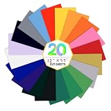 moinkerin 20 Stück Plotterfolie Textil 30.5X14cm Flexfolie Plotter Textil Bügelfolie zum Plotten für T-Shirt, Kleidung, Hüte oder Andere S
