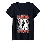Damen Horror Writer Funny Scaring People Autor Axt Book Cover T-Shirt mit V