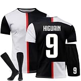 Generisch Juve 2019-2020 Saison Vintage Fußball Trikots Shorts Socken Set für Kinder/Erwachsene, Nr.7/9 Trikot, Juve Fussball Jersey Trainingsanzug für Jungen H