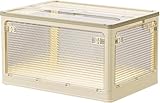 CONGRUI Aufbewahrungsbox aus Kunststoff mit Deckel, transparente Aufbewahrungsbox mit vier Türen, stapelbare Behälter zur Aufbewahrung mit Rollen, Kleiderschrank-Organizer für Schlafzimmer,