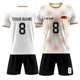 Benutzerdefiniert Trikot Kinder Personalisiert Trikot mit Namen Nummer Team und Logo Sporttraining T-Shirts und Shorts für Erwachsene/Kinder, Fußballtrikot S