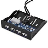 Richer-R USB 2.0 Front Panel, USB 2.0 4-Ports 3,5 Zoll Metall Frontplatte Front Panel mit 9 Pin,Hohe Übertragung USB2.0 Schnittstelle USB Frontpanel HUB für Computer Schw