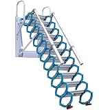 Wandmontierte Dachbodentreppe Extra-Breite Stahl Dachbodentreppe Wandmontierte Versenkbare Treppe Mit 2 HandläUfen Tragkraft 300 Kg Rutschfesten Stufen,275/300