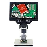 Mikroskop-Zubehör G1200 Digitales Mikroskop, 17,8 cm, 12 MP, 1-1200 x, kontinuierliche Lupe mit Ständer aus Aluminiumlegierung, Haltbarkeit und zuverlässige Leistung (ohne Batterie)