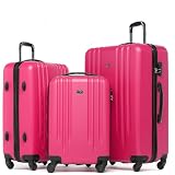 FERGÉ Kofferset Hartschale 3-teilig Marseille Trolley-Set - Handgepäck 55 cm, L und XL 3er Set Hartschalenkoffer Roll-Koffer 4 Rollen 100% ABS pink