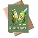 WBdesignz lustige Geburtstagskarte „Alles Gurke zum Geburtstag“ mit Umschlag - witzige Glückwunschkarte mit niedlichem Gurkenpaar - humorvolle Karte - ideal für Freunde, Kollegen & Familie (DIN A6)