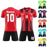 Benutzerdefiniert Fussball Trikot Fußball Trikot T-Shirt Shorts 2 Teiliges Set Jeder Name Nummer Team Logo - Fußballtrikot Kinder Erwachsene Personalisierte Fußballtrik