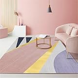QGYFRE Teppich Küche Waschbar Washable Area Rugs Teppich Flur läufer 70x140CM teppiche & matten Rosa grau lila waschbarer moderner gestreifter Tepp