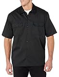 Amazon Essentials Herren Fleckenresistentes und knitterfestes Arbeitshemd mit kurzen Ärmeln, Schwarz, XXL